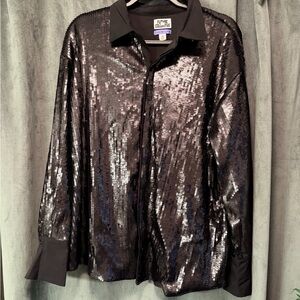 Black Sequin Shirt Jacket